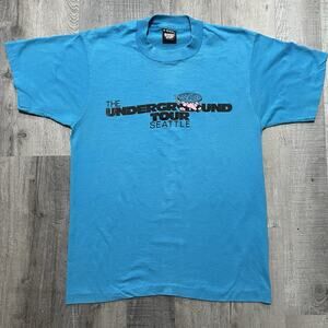VTG Seattle Underground Tour 90s Blue Sewer Rat Historic Travel T Shirt Unisex M